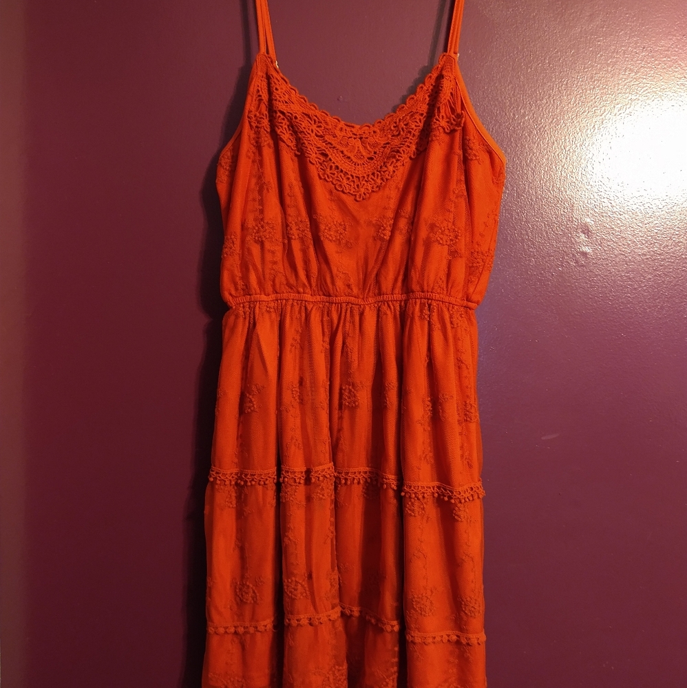 Rust Boho Lace Dress It's Pink Brand Size Large NWT